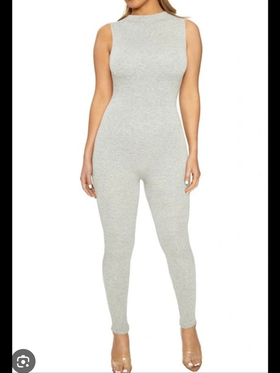 naked wardrobe Pants - NWT Naked Wardrobe Heather Grey Sleeveless Jumpsuit Mock Neck Bodycon XS